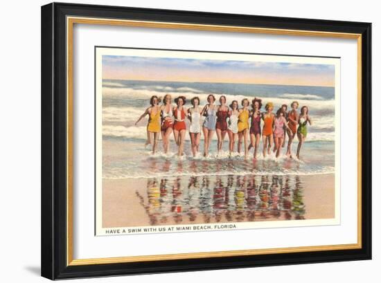 Ladies in Surf, Miami Beach, Florida--Framed Art Print