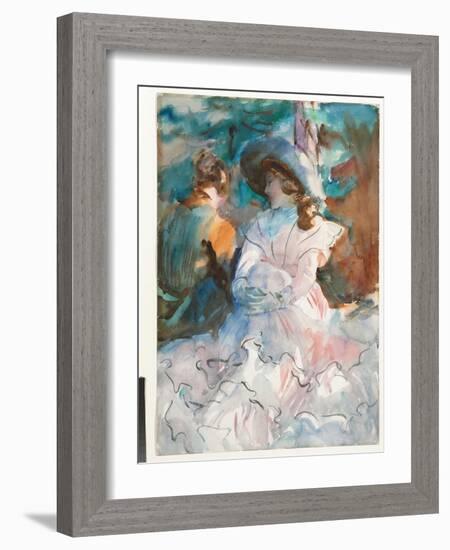 Ladies in the Shade: Abriès, 1912 (W/C & Pencil on Paper)-John Singer Sargent-Framed Giclee Print