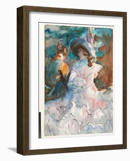 Ladies in the Shade: Abriès, 1912 (W/C & Pencil on Paper)-John Singer Sargent-Framed Giclee Print