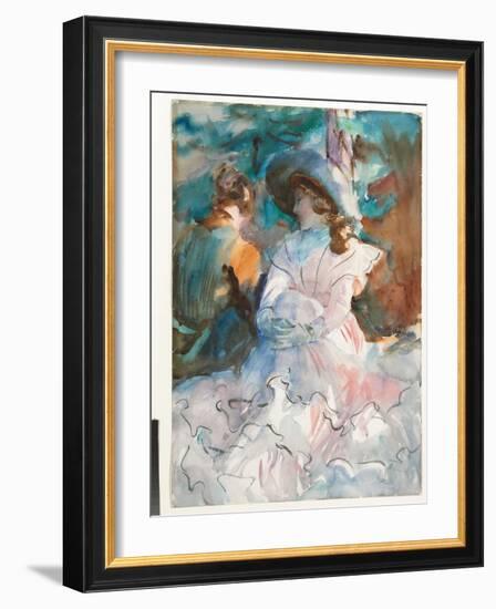 Ladies in the Shade: Abriès, 1912 (W/C & Pencil on Paper)-John Singer Sargent-Framed Giclee Print