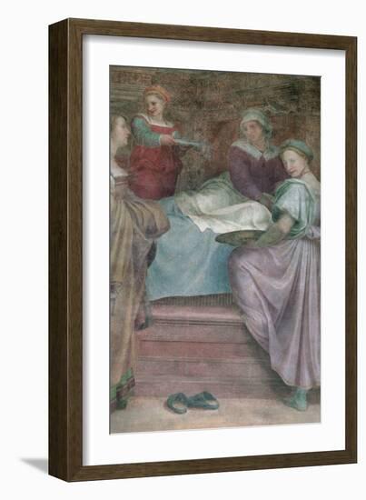 Ladies in Waiting, Detail from the Birth of the Virgin-Andrea del Sarto-Framed Giclee Print