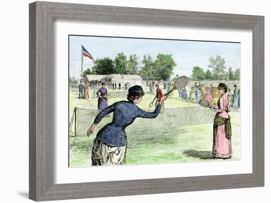 Ladies Lawn Tennis Tournament at the Staten Island Cricket Club, NY, 1870s-null-Framed Giclee Print