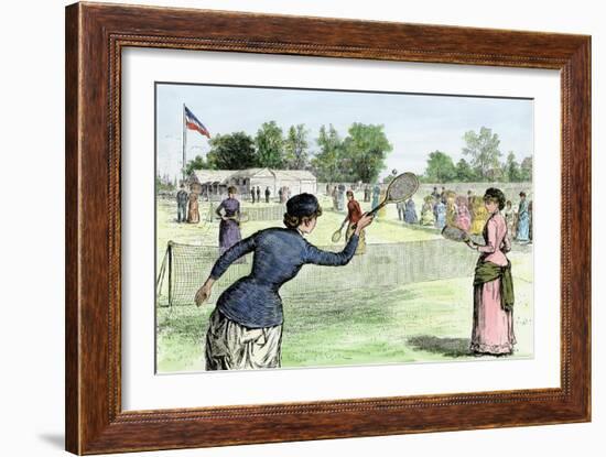 Ladies Lawn Tennis Tournament at the Staten Island Cricket Club, NY, 1870s-null-Framed Giclee Print