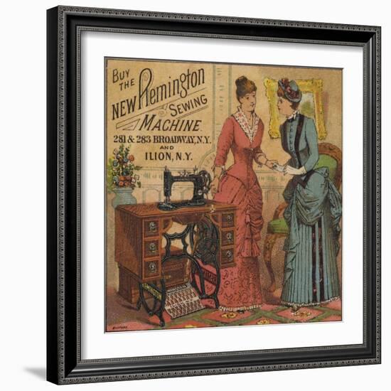 Ladies Looking at Sewing Machine-null-Framed Giclee Print