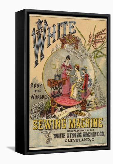 Ladies Looking at Sewing Machine-null-Framed Premier Image Canvas