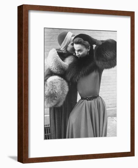Ladies Modeling Tie on Collars and Matching Barrel Muffs Made of Natural Fox Skin-Gordon Parks-Framed Premium Photographic Print