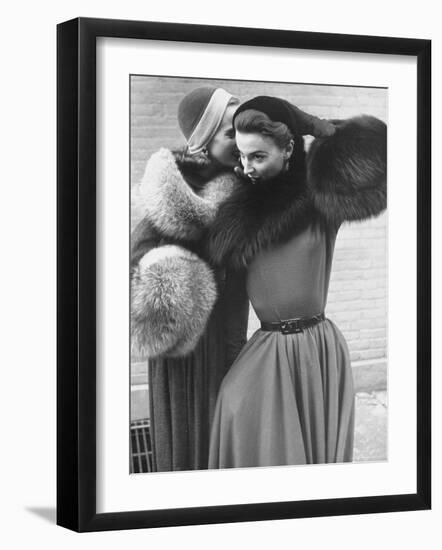 Ladies Modeling Tie on Collars and Matching Barrel Muffs Made of Natural Fox Skin-Gordon Parks-Framed Photographic Print