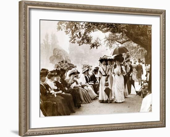 Ladies of Edwardian Society Take a Stroll in Hyde Park, 1905-null-Framed Photographic Print