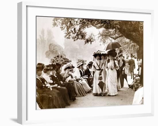 Ladies of Edwardian Society Take a Stroll in Hyde Park, 1905-null-Framed Photographic Print