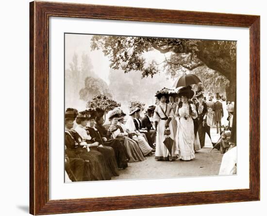 Ladies of Edwardian Society Take a Stroll in Hyde Park, 1905-null-Framed Photographic Print