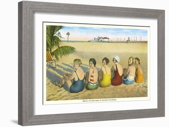 Ladies on Beach, Florida-null-Framed Art Print