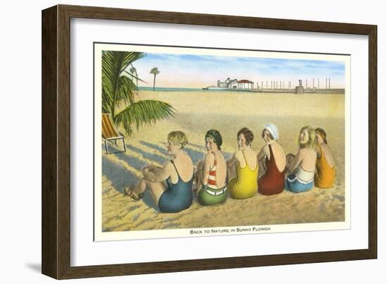 Ladies on Beach, Florida-null-Framed Art Print