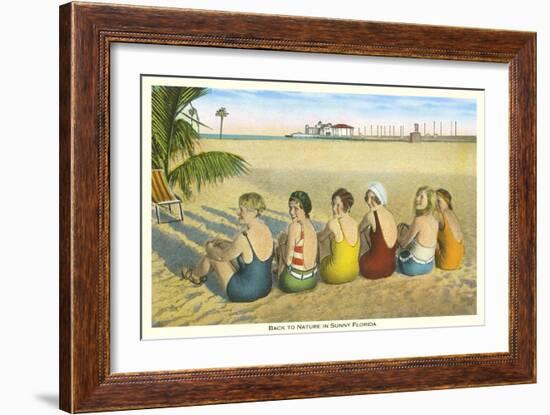 Ladies on Beach, Florida-null-Framed Art Print