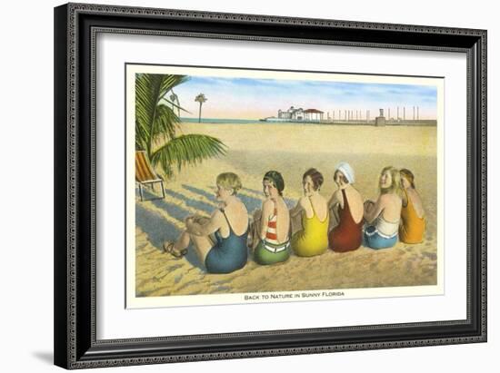 Ladies on Beach, Florida-null-Framed Art Print