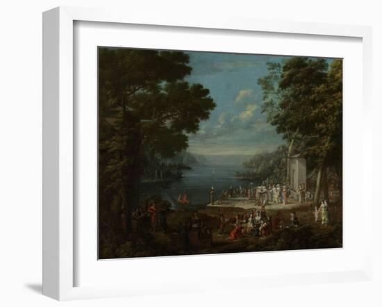 Ladies Outing at Hunkar Iskelesi Along the Bosporus-Jean Baptiste Vanmour-Framed Art Print