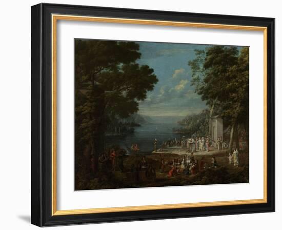 Ladies Outing at Hunkar Iskelesi Along the Bosporus-Jean Baptiste Vanmour-Framed Art Print