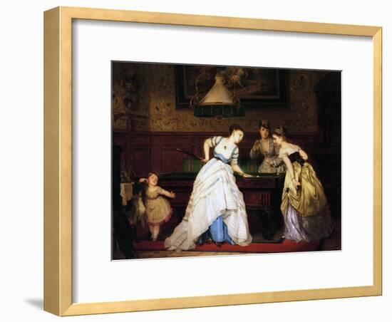 Ladies Playing Billiard, 1869-Charles Edouard Boutibonne-Framed Giclee Print