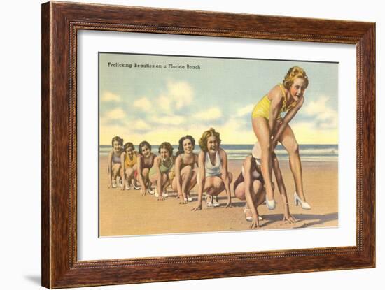 Ladies Playing Leap-Frog, Florida-null-Framed Art Print