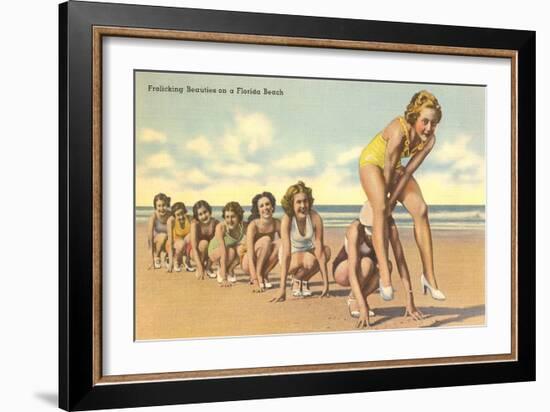 Ladies Playing Leap-Frog, Florida-null-Framed Art Print