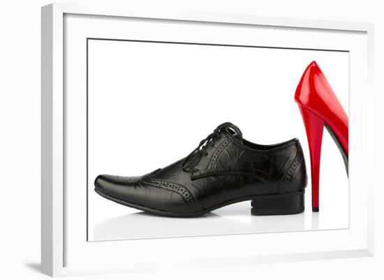 Ladies Shoes and Men's Shoes, Symbolic Photo for Partnership and Equality-ginasanders-Framed Photographic Print