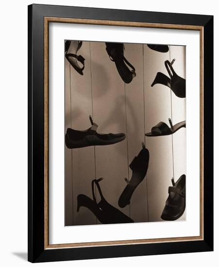 Ladies Shoes Hanging on Wire-Henry Horenstein-Framed Photographic Print