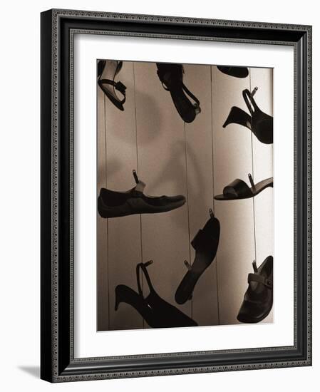 Ladies Shoes Hanging on Wire-Henry Horenstein-Framed Photographic Print
