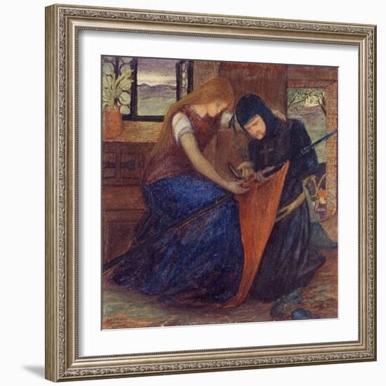 Lady Affixing Pennant to a Knight's Spear-Elizabeth Eleanor Siddal-Framed Giclee Print