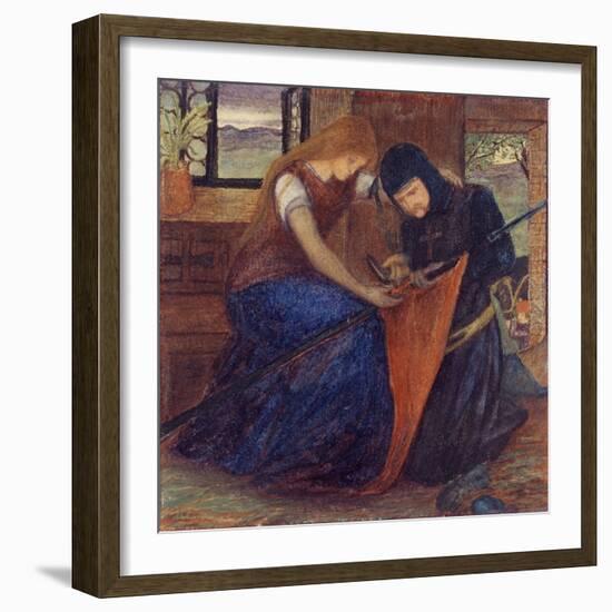 Lady Affixing Pennant to a Knight's Spear-Elizabeth Eleanor Siddal-Framed Giclee Print