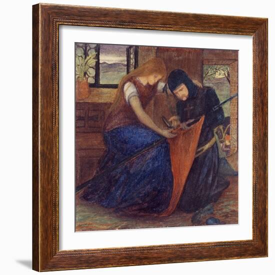 Lady Affixing Pennant to a Knight's Spear-Elizabeth Eleanor Siddal-Framed Giclee Print