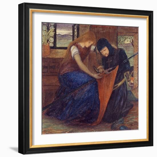 Lady Affixing Pennant to a Knight's Spear-Elizabeth Eleanor Siddal-Framed Giclee Print