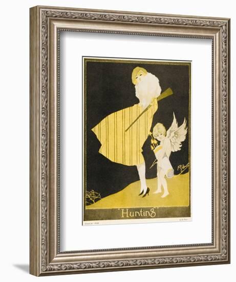 Lady and Cupid Hunting-null-Framed Giclee Print