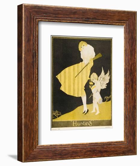 Lady and Cupid Hunting-null-Framed Giclee Print