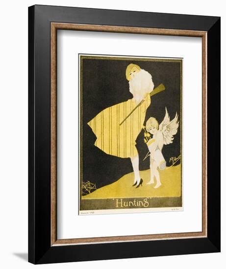 Lady and Cupid Hunting-null-Framed Giclee Print