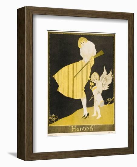 Lady and Cupid Hunting-null-Framed Giclee Print