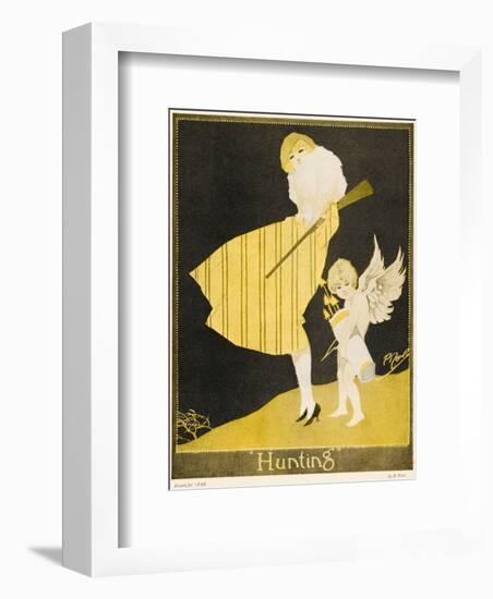 Lady and Cupid Hunting-null-Framed Giclee Print