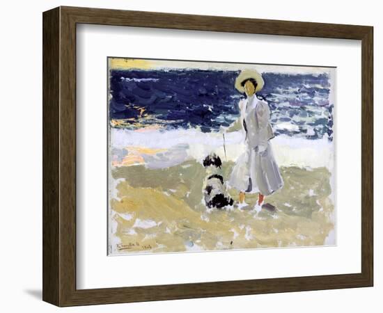 Lady and Dog on the Beach, 1906-Joaquín Sorolla y Bastida-Framed Giclee Print