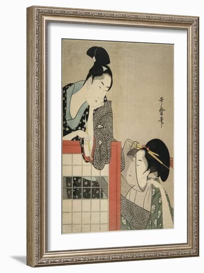 Lady and Gentleman by a Screen, 1797-Kitagawa Utamaro-Framed Giclee Print