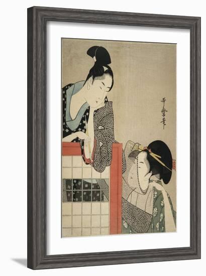 Lady and Gentleman by a Screen, 1797-Kitagawa Utamaro-Framed Giclee Print