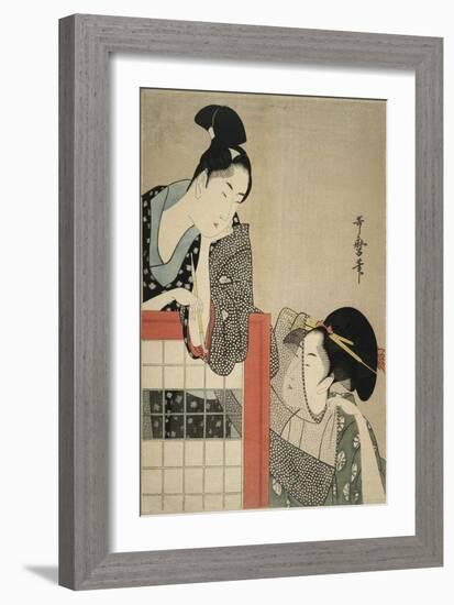 Lady and Gentleman by a Screen, 1797-Kitagawa Utamaro-Framed Giclee Print