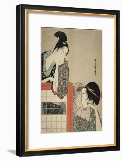 Lady and Gentleman by a Screen, 1797-Kitagawa Utamaro-Framed Giclee Print