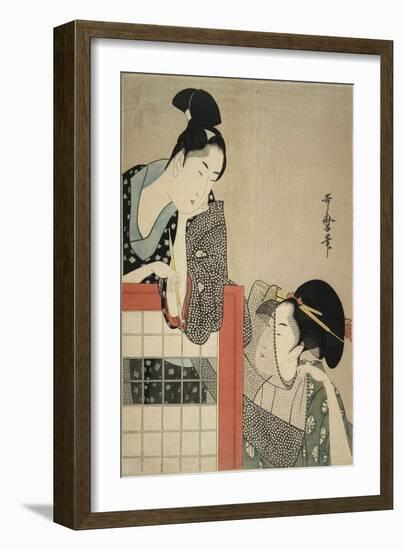 Lady and Gentleman by a Screen, 1797-Kitagawa Utamaro-Framed Giclee Print