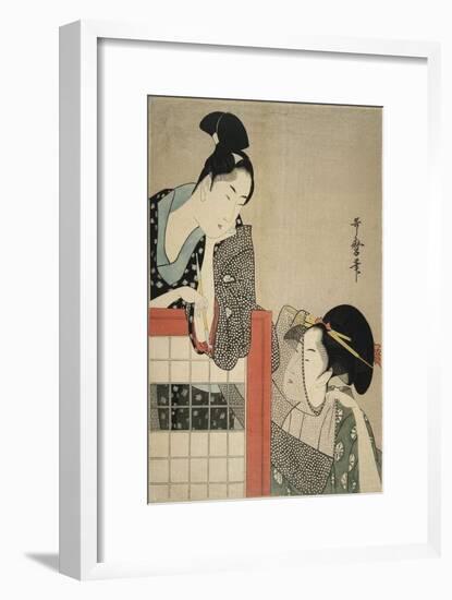Lady and Gentleman by a Screen, 1797-Kitagawa Utamaro-Framed Giclee Print
