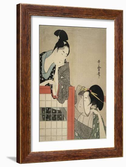 Lady and Gentleman by a Screen, 1797-Kitagawa Utamaro-Framed Giclee Print