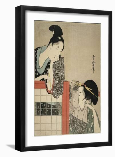 Lady and Gentleman by a Screen, 1797-Kitagawa Utamaro-Framed Giclee Print