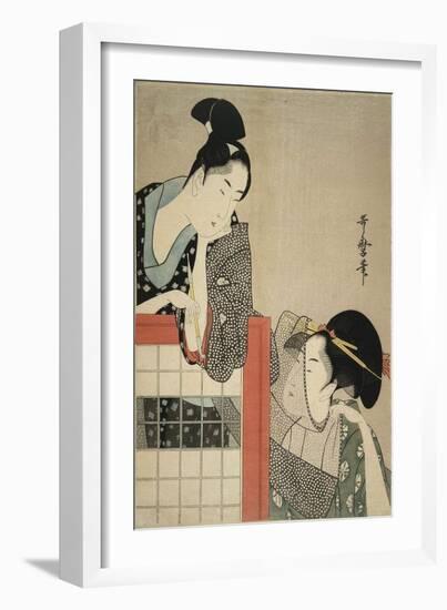 Lady and Gentleman by a Screen, 1797-Kitagawa Utamaro-Framed Giclee Print