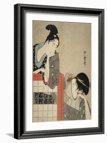 Lady and Gentleman by a Screen, 1797-Kitagawa Utamaro-Framed Giclee Print