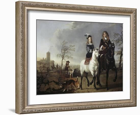 Lady and Gentleman on Horseback-Aelbert Cuyp-Framed Giclee Print