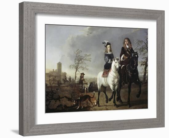 Lady and Gentleman on Horseback-Aelbert Cuyp-Framed Giclee Print