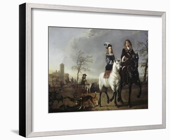 Lady and Gentleman on Horseback-Aelbert Cuyp-Framed Giclee Print
