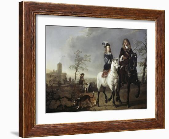 Lady and Gentleman on Horseback-Aelbert Cuyp-Framed Giclee Print